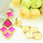 Chic Bohemian Gold Plated Chandelier Hot Pink Clover Flower Drop Dangle Earrings