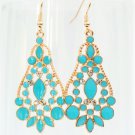 Elegant Bohemian Baby Blue Chandelier Gemstone Teardrop Flower Dangle Earrings