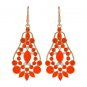 Elegant Bohemian Red Orange Chandelier Gemstone Teardrop Flower Dangle Earrings