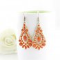 Elegant Bohemian Red Orange Chandelier Gemstone Teardrop Flower Dangle Earrings