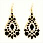 Elegant Bohemian Black Chandelier Gemstone Teardrop Flower Dangle Earrings