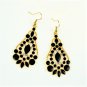 Elegant Bohemian Black Chandelier Gemstone Teardrop Flower Dangle Earrings