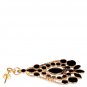 Elegant Bohemian Black Chandelier Gemstone Teardrop Flower Dangle Earrings
