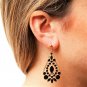 Elegant Bohemian Black Chandelier Gemstone Teardrop Flower Dangle Earrings