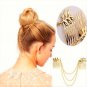 Greek Goddess Boho Fashion Beauty Lady Gold Leaf Hair Comb Clip Cuff Tassel Chain Head Headpiece