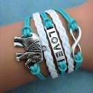 Fashion Retro Bohemian Romantic Love Elephant Multi-Layer Woven Pu Leather Bracelet
