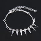 Fashion Punk Rock Gothic Chic Crystal Rhinestone Silver Plated Rivet Spikes Bangle Bracelet