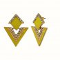 Elegant Gold Plated Yellow Double Triangles Crystal Drop Dangle Statement Earrings