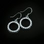 Stunning Elegant Silver Plated Open Circle Clear Crystal Rhinestone Drop Earrings