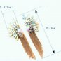 Punk Retro Colorful White Blue Crystal Golden Chain Tassel Dangle sparkling Ice Flower Earrings