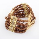 Brown Bohemian Multilayers Tassel Rice Beads Trendy Chic Luxury Style Bracelet