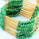 Emerald Green Bohemian Multilayers Tassel Rice Beads Trendy Chic Luxury Style Bracelet