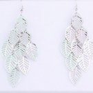 Silver Plated Bohemian Fringed Multilayer Hollow Leaf Dangle Earrings