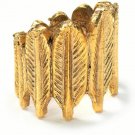 Classic Chic Fashion Punk Retro Antique Yellow Gold Plated Leaf Feather Style Ring