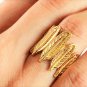 Classic Chic Fashion Punk Retro Antique Bronze Gold Plated Leaf Feather Style Ring