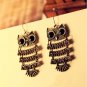 Beautiful Exotic Retro Vintage Antique Bronze Owl Pendant Dangle Earrings