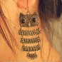 Beautiful Exotic Retro Vintage Antique Bronze Owl Pendant Dangle Earrings
