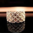 Exquisite Stylish Elegant Noble Gold Plated Shiny Crystal Rhinestone Finger Wide Band Ring
