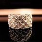 Exquisite Stylish Elegant Noble Gold Plated Shiny Crystal Rhinestone Finger Wide Band Ring