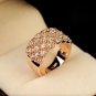 Exquisite Stylish Elegant Noble Gold Plated Shiny Crystal Rhinestone Finger Wide Band Ring