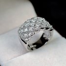Exquisite Stylish Elegant Noble Silver Plated Shiny Crystal Rhinestone Finger Wide Band Ring