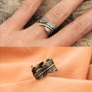 Fashion Punk Antique Bronze Vintage Retro Chic Feather Leaf Style Ring