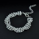 Luxury Delicate Classical Full Shining Rhinestone Crystal Twisted Silver Plated Chain Bracelet