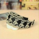 Elegant Vintage Wide Hoop Lily Branch Flowers Embroidery Lace Headband
