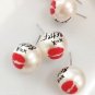 Betsey Johnson Marilyn Monroe Red Lip Collection XOX Faux Pearl Kiss Stud Earrings