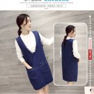 Size M Women's V-neck Raw Edge Frayed Denim Dress