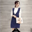 Size L Women's V-neck Raw Edge Frayed Denim Dress