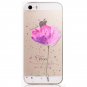 For iPhone 5 5S SE Case TPU Flowers Friuts Painted Phone Skin Transparent Clear Back Case Cover