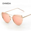 New Fashion Cat Eye Sunglasses Women Brand Designer Twin-Beam Mirror Lens Sun Glasses