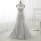 Mermaid V-neck Tulle Crystal Wedding Dress
