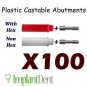 100 Plastic Castable Abutment for Dental Implant With Hex/Non Hex.Free Shipping!