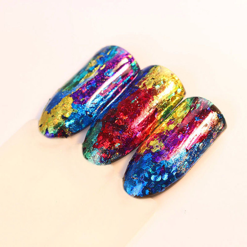 Fashion Gradient Starry Sky Nail Foil Blue Holographic Paper Nail Art ...