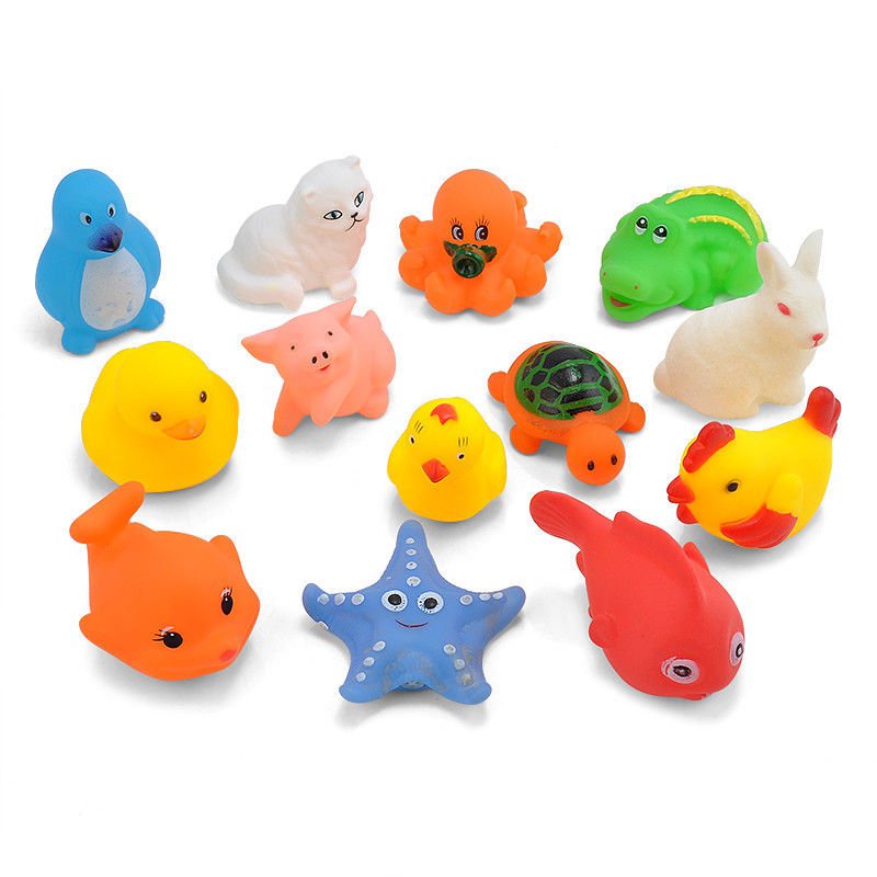 13 Fun Cute Different Squeaky Floating Animals Ocean Rubber Baby Bath ...