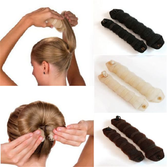 2PCS Amazing Sponge Donut Bun Shaper Maker Magic Former Ring Hair Styling Tool