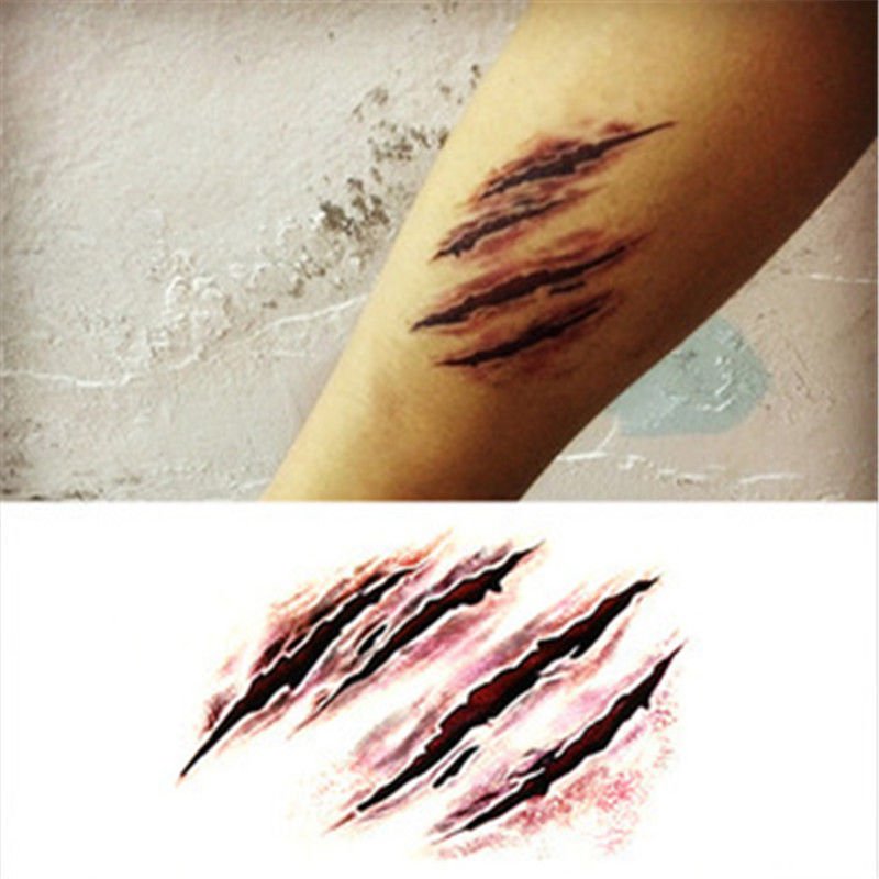 Scary Makeup Halloween Zombie Scars Tattoos Fake Scab Blood Special 