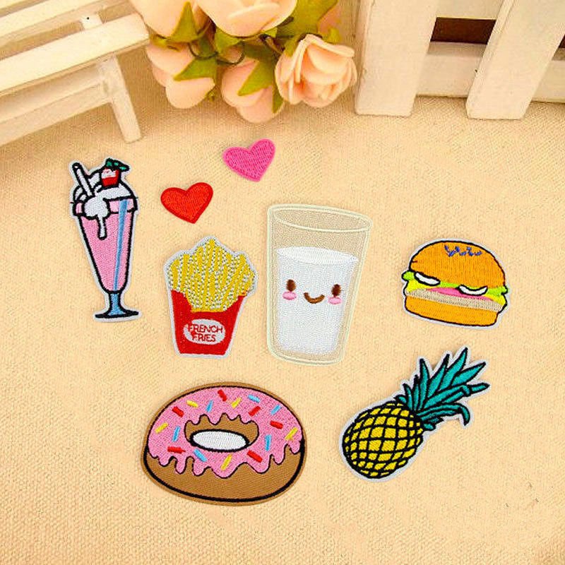 8Pcs Fabric Donuts Fruit Embroidery Sew Iron On Patch Badge Bag Clothes