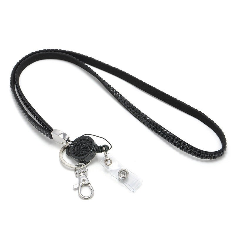 Retractable Fashion Neck Rhinestone Lanyard Strap ID Badge Reel Phone