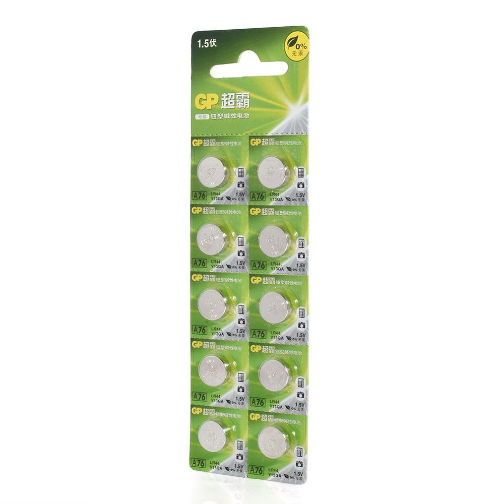 10pcs/set GP LR44 AG13 A76 SR66 Button Cell Coin Battery Batteries 1.5V