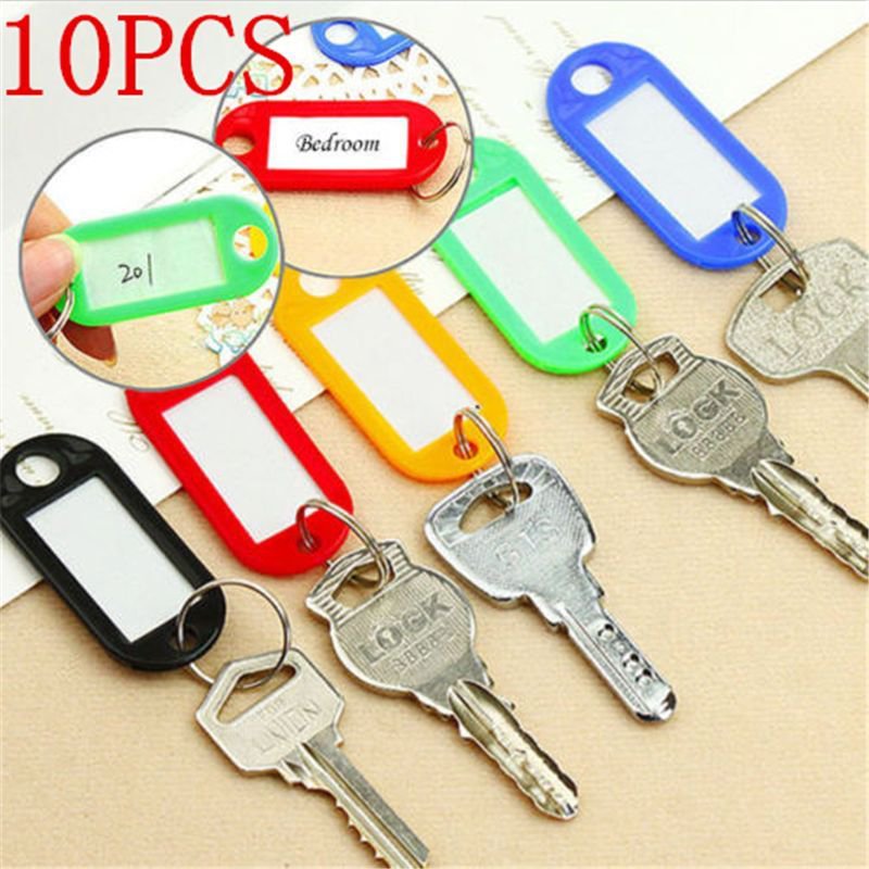 10PC Fashion Keychain Key Tags ID Label Name Card Key Tags Split Ring