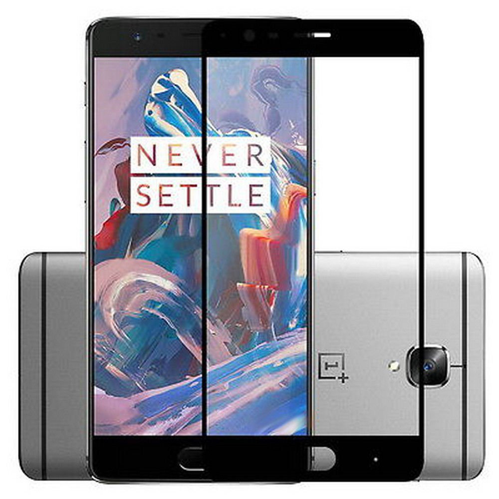 9H Black Full Covered Tempered Glass Screen Protector For Oneplus Three