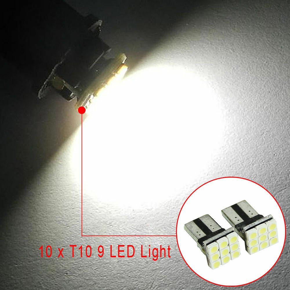 10pcs 12V 2825 192 194 168 W5W T10 LED 9SMD White Car License Plate