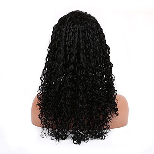Cute 1# Color Small Curl Brazilian Human Virgin Hair Lace Front Wig 16 inch