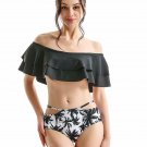 COCOPEAR Women's Two Piece Off Shoulder Swimsuit Boho Flounce Falbala Bikini Set