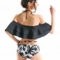 COCOPEAR Women's Two Piece Off Shoulder Swimsuit Boho Flounce Falbala Bikini Set