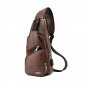 Men's Leather Chest Bag Shoulder Pack USB Charging Port Sports Crossbody Handbag