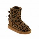 Shoes of Soul Kid's Warm Boots Tan Leopard Faux Suede